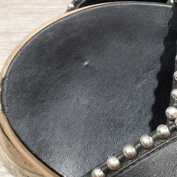 Zara Black Silver Studded Cross Strap Slides Womens 9 Open Toe Slip On Sandals - Picture 12 of 15